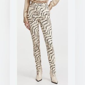 WEWOREWHAT Piped Stiletto Slit Jeans Tiger NWT Ivory Beige 30 $148